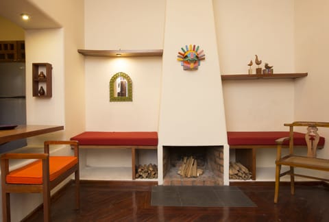 Fire place with beautiful handcraft decorations