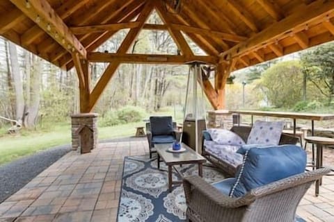 Seating under pavillion