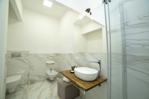 Shower, free toiletries, hair dryer, bidet