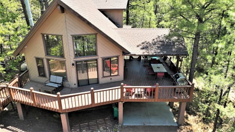 Droning high over Naughty Pines Lodge