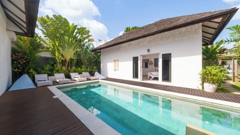 Outdoor pool, sun loungers