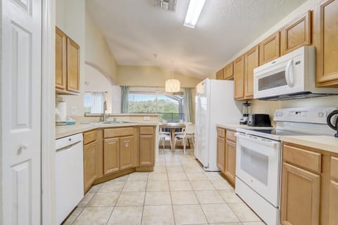 Our kitchen features upgraded high-end newer appliances.  A BOSCH dishwasher and fridge/freezer with icemaker are here for you along with a self-cleaning oven and convection microwave. We have upgraded the kitchen as we usually cook at home.