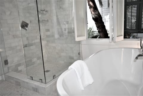 Deluxe King Suite A | Bathroom | Free toiletries, hair dryer, towels