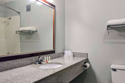 Combined shower/tub, free toiletries, hair dryer, towels