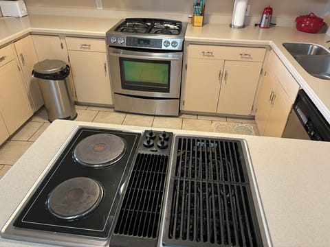 Electric burner on island.