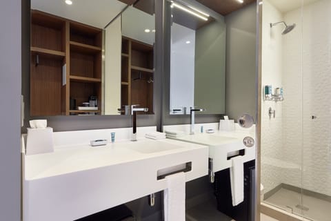 Room, 2 Queen Beds | Bathroom | Shower, rainfall showerhead, towels, soap