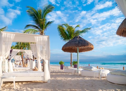 On the beach, white sand, beach bar