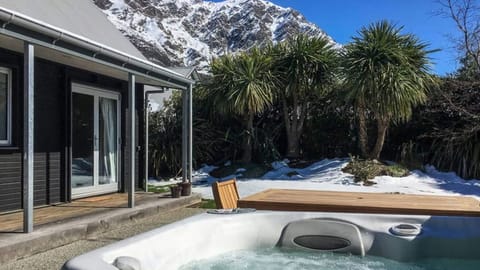 Great views from the Spa with Spring snow on the ground & Mountains