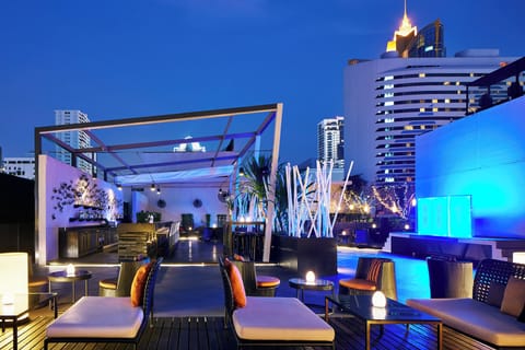 Rooftop bar, pool views, open daily