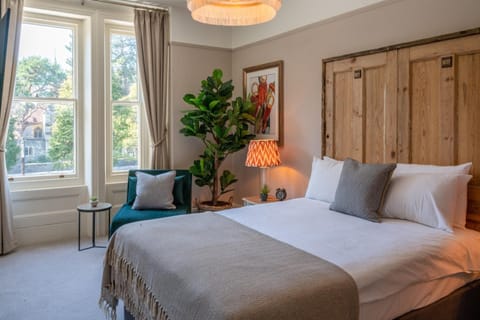 Premium bedding, pillowtop beds, desk, laptop workspace