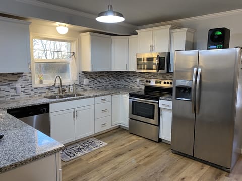 Kitchen has all you need for cooking through out your stay.  