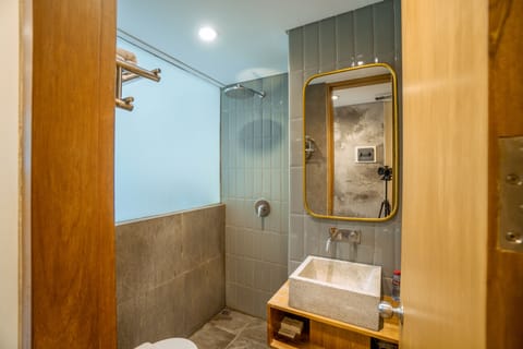 Shower, rainfall showerhead, hair dryer, bidet