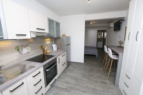 Studio (A1) | Private kitchen | Fridge, oven, stovetop, electric kettle