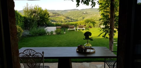  View of the garden from under the pergola
