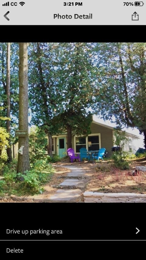 Back of cottage & parking spaces
