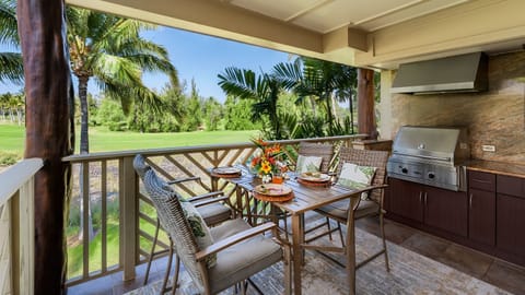 Enjoy your meals outdoors on the lanai, equipped with a stainless-steel gas grill