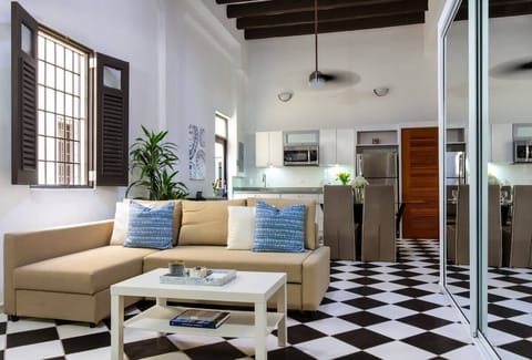 High Ceilings with dark wood beams 