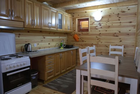 The kitchen has all necessary amenities.