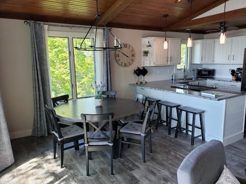 Large dining table and bar stools 