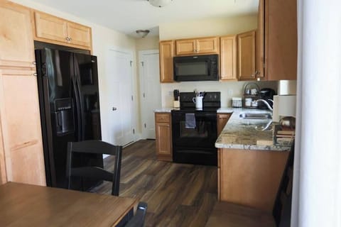 The kitchen comes equipped with everything you need to cook for a relaxing night in.