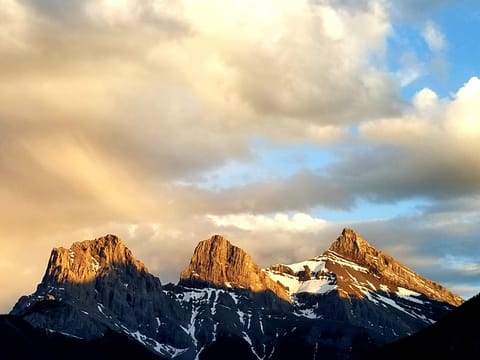 Sunset of the Three Sister Peaks viewing from southeast-facing bedroom windows