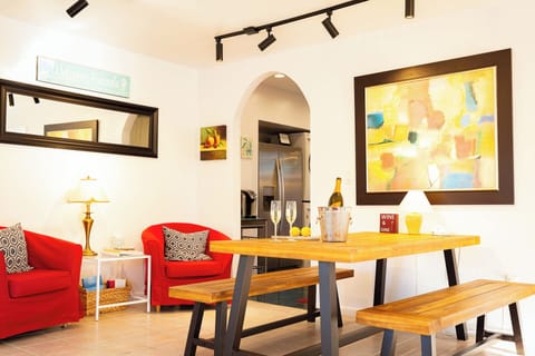 Dining Area - Picnic Style Table, Track Lights, All Designed for Fun Gatherings!