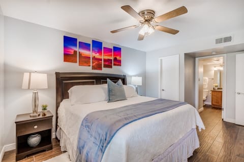 Master bedroom with private bath/shower combo.
