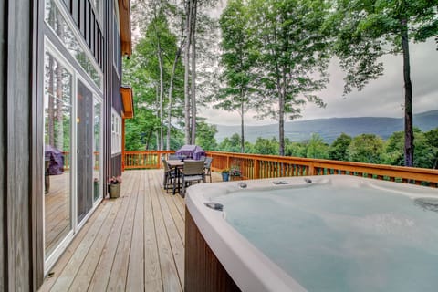 hot tub with incredible views...this is why we come to VT!