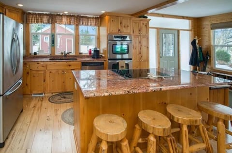 Pull up a log stool to the island