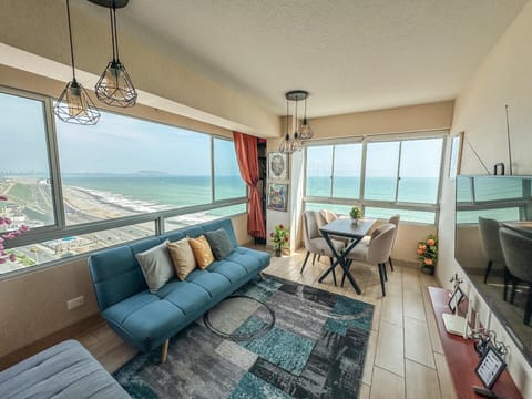 Exclusive Apartment, 3 Bedrooms, Ocean View | Living area | 55-inch flat-screen TV with cable channels, TV, Netflix