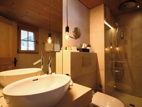 Shower, free toiletries, hair dryer, bathrobes