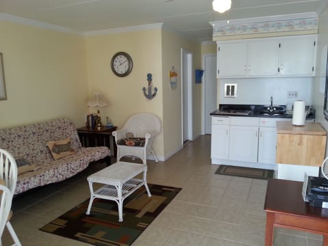 living room and kitchen area