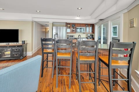 Close-up of kitchen island chairs