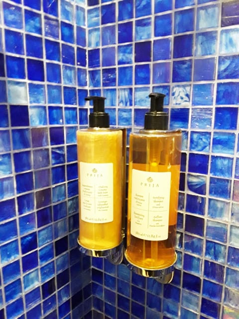 Free toiletries, hair dryer, bidet, towels