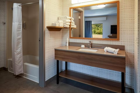 Studio King Suite Non Smoking | Bathroom | Free toiletries, hair dryer, towels