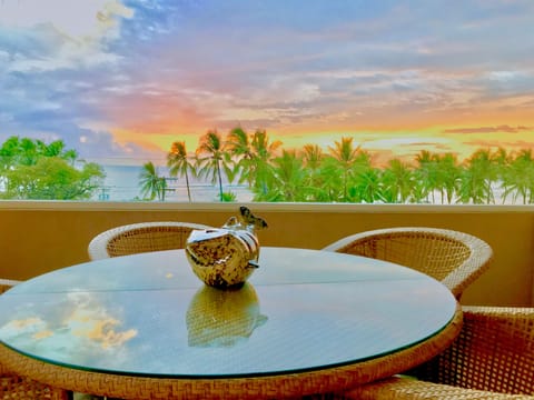 Sunset glow from relaxing, private lanai.