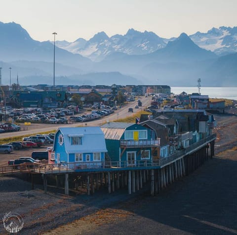 Sea Suite is the blue building with yellow door.