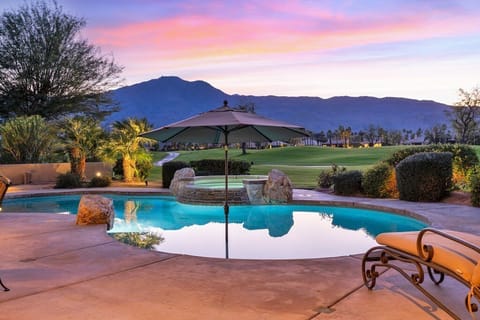 West facing views of Santa Rosa mountains.  On the teebox of Weiskopf course.