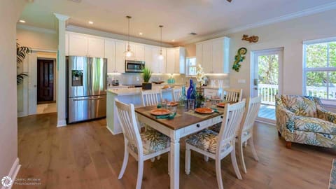 The indoor dining table seats six comfortably...