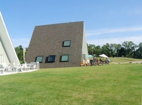 Lakefront deck and charcoal grill