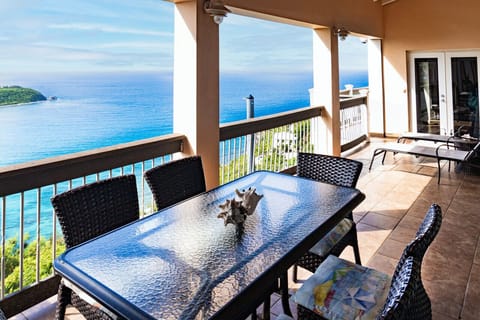 We eat all our meals on our comfortable back deck. Master bedroom back doors are top right.