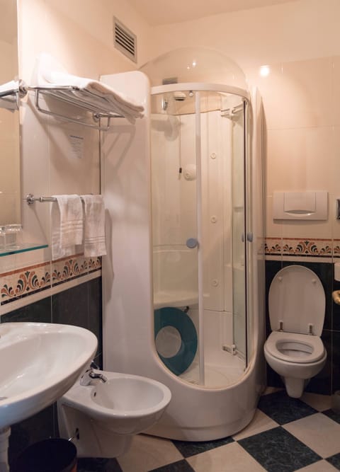 Free toiletries, hair dryer, bidet, towels