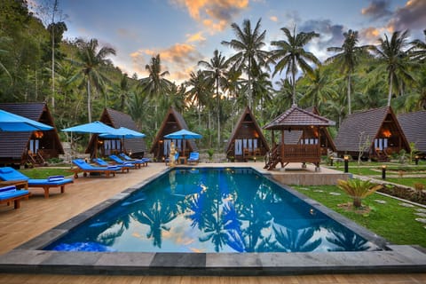 Outdoor pool, sun loungers