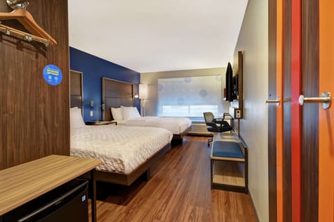 Room, 2 Queen Beds | Desk, laptop workspace, blackout drapes, iron/ironing board