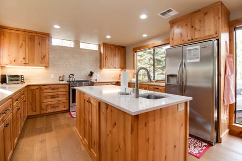 Renovated and fully stocked kitchen