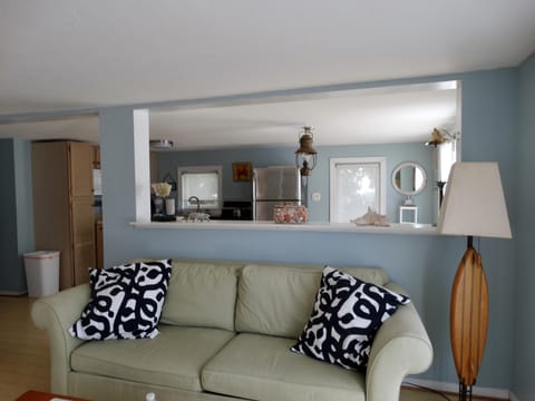 View from living room into dinning/kitchen area.