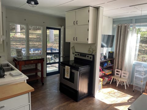 Kitchen looking out to back deck