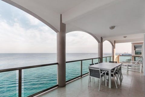 The balcony has a lot of areas to sit and watch spectacular sunsets.