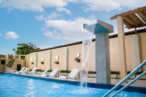Outdoor pool, sun loungers