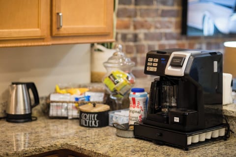 Our loft also features a Keurig coffee station and snack basket. We have a complete tea service available and complimentary tea for your enjoyment.